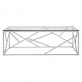Enrich Stainless Steel Geometric Coffee Table, Stainless Steel, Glass, Silver