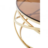 Enrich Round Champagne Base Coffee Table, Stainless Steel, Glass, Gold