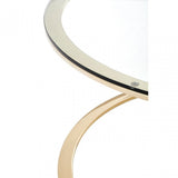 Enrich Corseted Round Champagne Coffee Table, Stainless Steel, Glass, Gold
