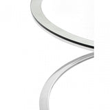 Enrich Corseted Round Silver Coffee Table, Stainless Steel, Glass, Silver