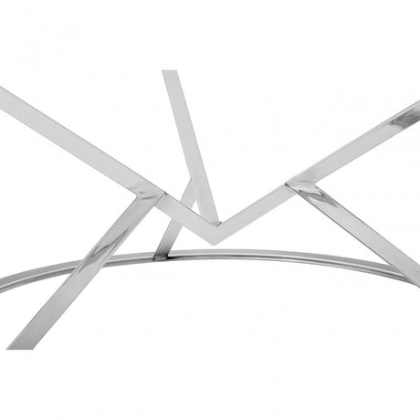 Enrich Corseted Round Silver Coffee Table, Stainless Steel, Glass, Silver