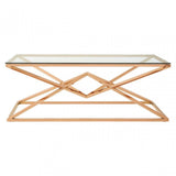 Enrich Corseted Rose Gold Coffee Table, Stainless Steel, Glass, Rose Gold