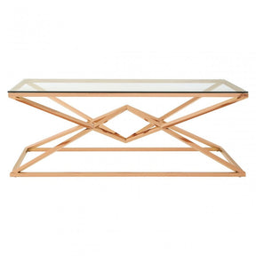 Enrich Corseted Rose Gold Coffee Table, Stainless Steel, Glass, Rose Gold