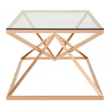 Enrich Corseted Rose Gold Coffee Table, Stainless Steel, Glass, Rose Gold