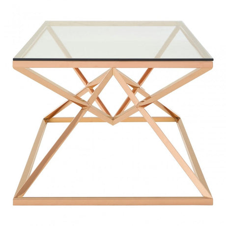 Enrich Corseted Rose Gold Coffee Table, Stainless Steel, Glass, Rose Gold