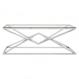 Enrich Corseted Stainless Steel Coffee Table, Stainless Steel, Glass, Silver