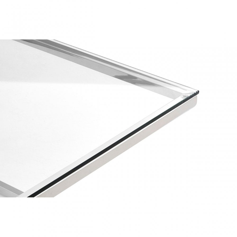 Enrich Corseted Stainless Steel Coffee Table, Stainless Steel, Glass, Silver
