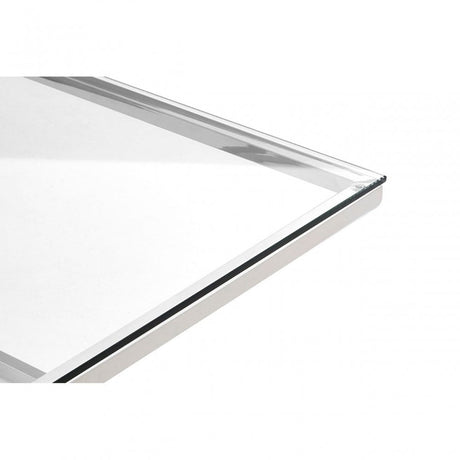 Enrich Corseted Stainless Steel Coffee Table, Stainless Steel, Glass, Silver