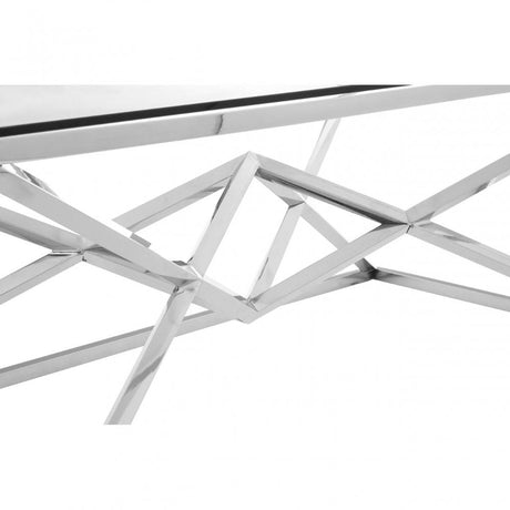 Enrich Corseted Stainless Steel Coffee Table, Stainless Steel, Glass, Silver