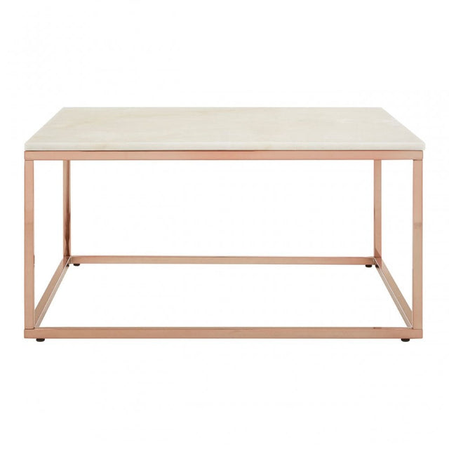 Enrich Square Rose Gold Coffee Table, Marble, Rose Gold