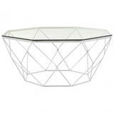 Enrich Tempered Glass Chrome Coffee Table, Tempered Glass