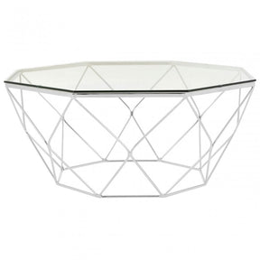 Enrich Tempered Glass Chrome Coffee Table, Tempered Glass