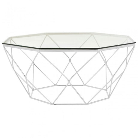 Enrich Tempered Glass Chrome Coffee Table, Tempered Glass