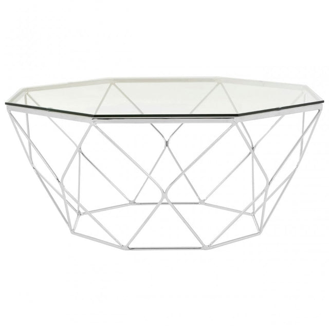 Enrich Tempered Glass Chrome Coffee Table, Tempered Glass