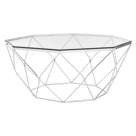 Enrich Tempered Glass Chrome Coffee Table, Tempered Glass