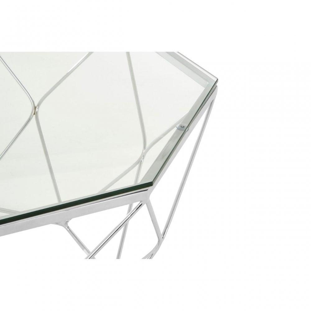 Enrich Tempered Glass Chrome Coffee Table, Tempered Glass