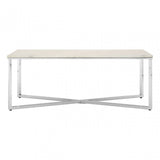 Enrich White Faux Marble Chrome Coffee Table, Wood, Paper