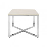 Enrich White Faux Marble Chrome Coffee Table, Wood, Paper