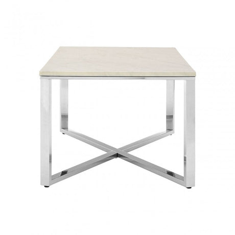 Enrich White Faux Marble Chrome Coffee Table, Wood, Paper