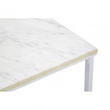 Enrich White Faux Marble Chrome Coffee Table, Wood, Paper