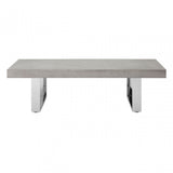 Grey Elm Wood Coffee Table, Stainless Steel, Elm Wood, Grey