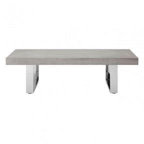 Grey Elm Wood Coffee Table, Stainless Steel, Elm Wood, Grey