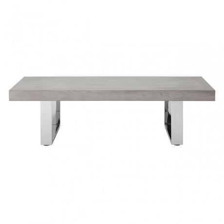 Grey Elm Wood Coffee Table, Stainless Steel, Elm Wood, Grey