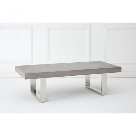Grey Elm Wood Coffee Table, Stainless Steel, Elm Wood, Grey