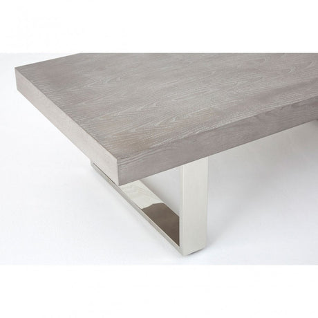 Grey Elm Wood Coffee Table, Stainless Steel, Elm Wood, Grey