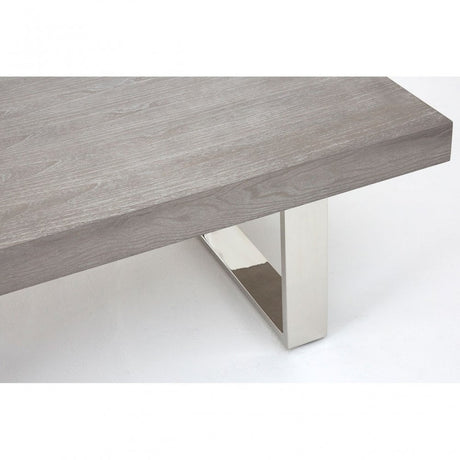 Grey Elm Wood Coffee Table, Stainless Steel, Elm Wood, Grey