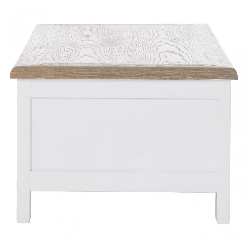 Townhouse 2 Drawer Coffee Table, Oak Wood, Veneer, Birchwood, White