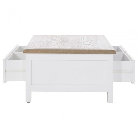 Townhouse 2 Drawer Coffee Table, Oak Wood, Veneer, Birchwood, White