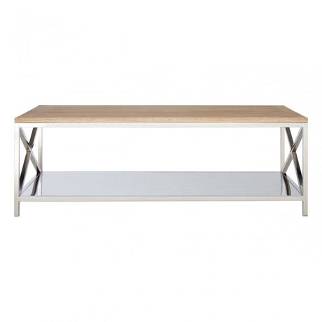Chiswick Coffee Table, Oak Wood, Stainless Steel