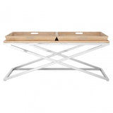 Holland Park Coffee Table, Oak Veneer, Oak Wood, Stainless Steel