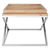 Holland Park Coffee Table, Oak Veneer, Oak Wood, Stainless Steel