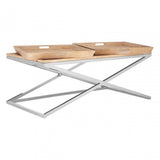 Holland Park Coffee Table, Oak Veneer, Oak Wood, Stainless Steel