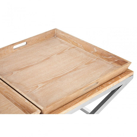Holland Park Coffee Table, Oak Veneer, Oak Wood, Stainless Steel