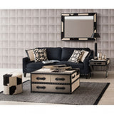 Black / White Genuine Cowhide Coffee Table, Cowhide, Stainless Steel, Black