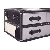 Black / White Genuine Cowhide Coffee Table, Cowhide, Stainless Steel, Black