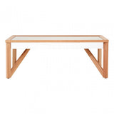 Tuskin Coffee Table, Beechwood, Mirrored Glass, Natural