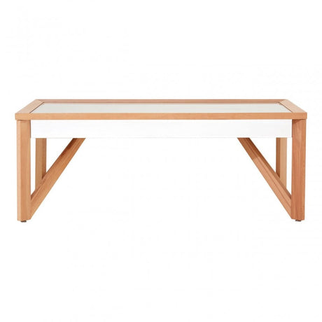 Tuskin Coffee Table, Beechwood, Mirrored Glass, Natural
