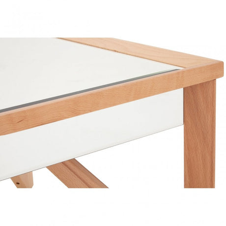 Tuskin Coffee Table, Beechwood, Mirrored Glass, Natural