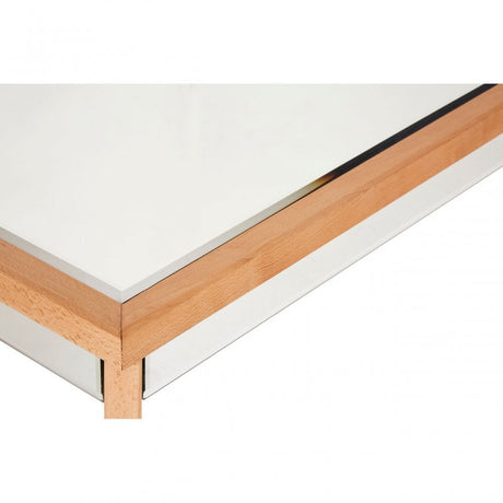 Tuskin Coffee Table, Beechwood, Mirrored Glass, Natural