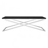 Tribute Coffee Table, Leather, Stainless Steel, Black
