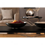 Tribute Coffee Table, Leather, Stainless Steel, Black