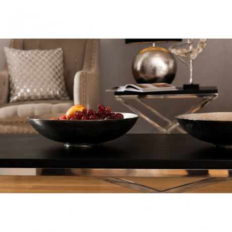 Tribute Coffee Table, Leather, Stainless Steel, Black
