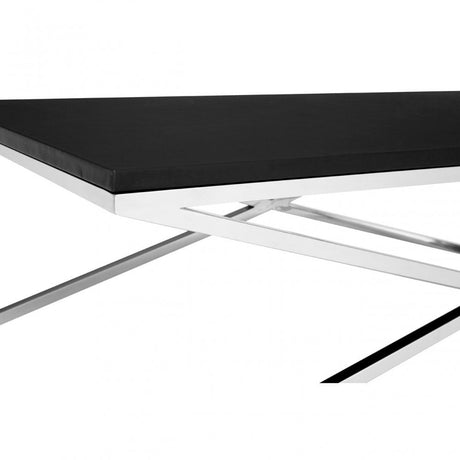 Tribute Coffee Table, Leather, Stainless Steel, Black