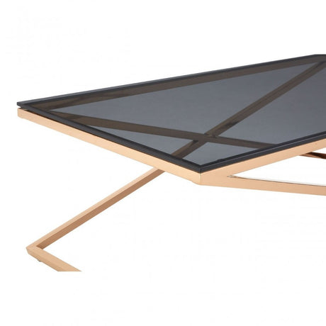 Criss Cross Coffee Table, Stainless Steel, Glass