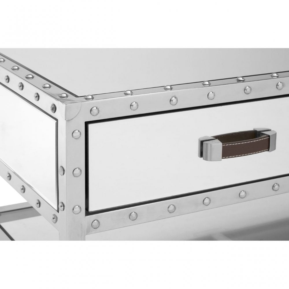 Rivet Coffee Table, Glass, Mirrored, Stainless Steel