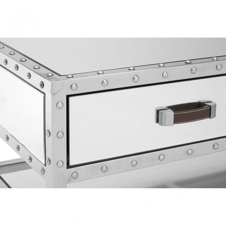 Rivet Coffee Table, Glass, Mirrored, Stainless Steel